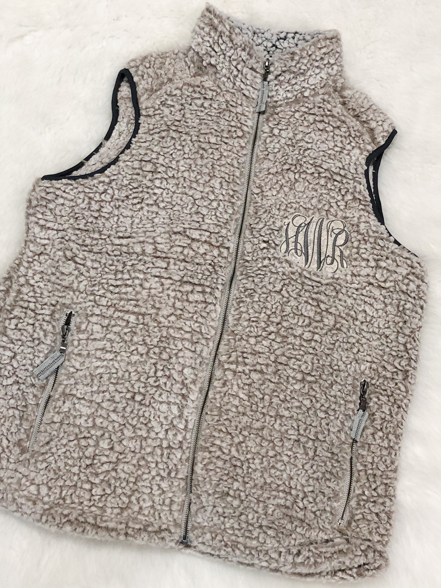 Monogrammed Sherpa Vest, Fleece Sweatshirt, Personalized Pullover